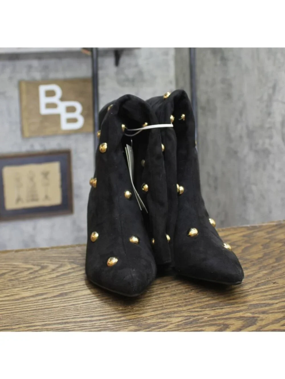 A New Day Studded Mid-Calf Pointed-Toe Boots 94568939 Jet Black / Gold 6M - Picture 4 of 11